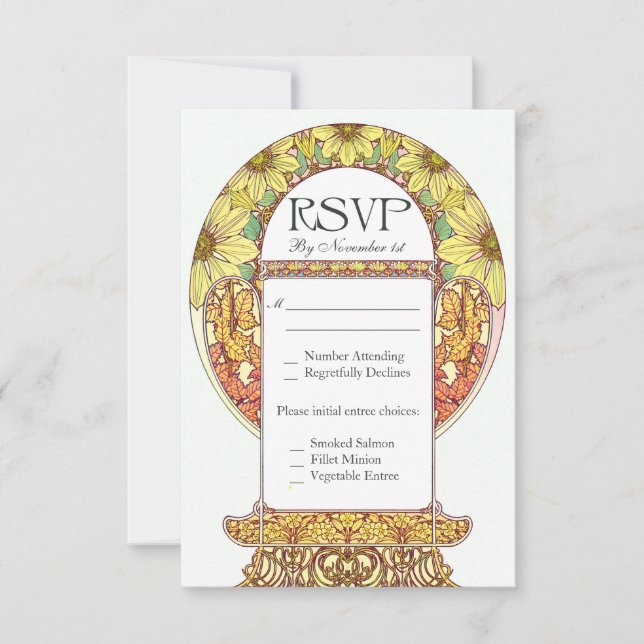 Colourful Vintage RSVP Wedding Cards (Front)