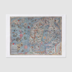 Colourful Vintage Scandinavia Old World Map Tissue Paper