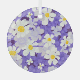 Colourful Vintage: Seamless Flower Pattern Glass Tree Decoration