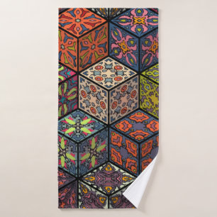 Colourful vintage seamless pattern with floral and bath towel