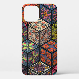 Colourful vintage seamless pattern with floral and iPhone 12 case