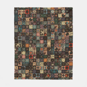 Colourful vintage seamless pattern with floral and fleece blanket