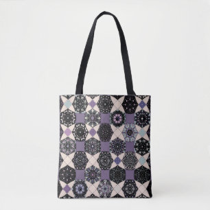 Colourful vintage seamless pattern with floral and tote bag