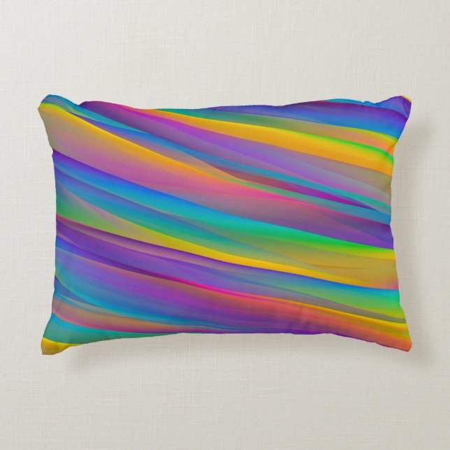Colourful Vintage Spectrum Waves | Accent Pillow (Front)