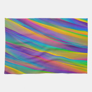 Colourful Vintage Spectrum Waves Kitchen Towel