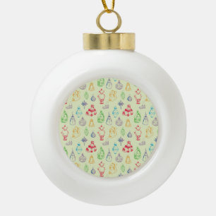 Colourful vintage style christmas toys hand drawn ceramic ball christmas ornament