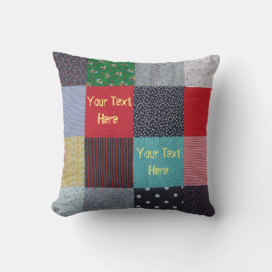 colourful vintage style cottagecore patchwork cushion