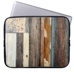 Colourful Vintage Timber Panels with peeling paint Laptop Sleeve