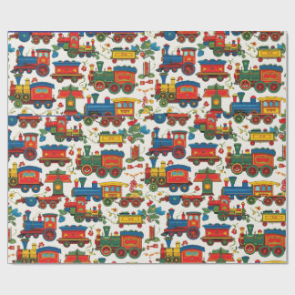 Colourful Vintage Trains Wrapping Paper
