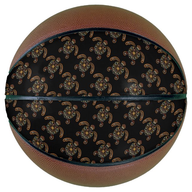 Colourful vintage turtle design basketball (Front)