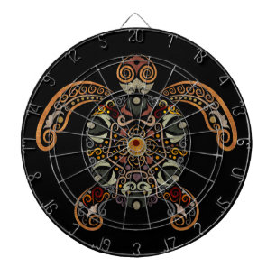 Colourful vintage turtle design dartboard