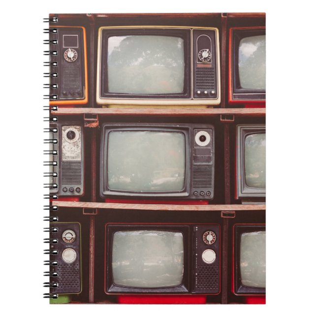 Colourful Vintage TVs, Coffee Shop. Notebook (Front)