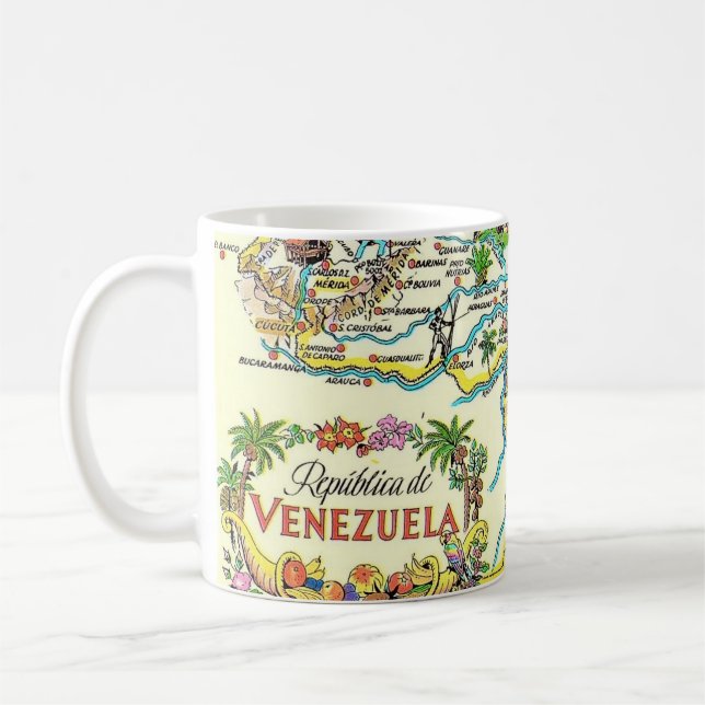 Colourful Vintage Venezuela Map Mug (Left)