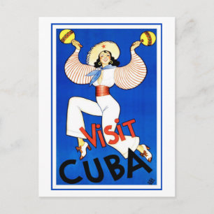 Colourful Vintage Visit Cuba Dancer Postcard