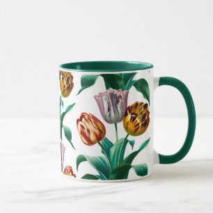 Colourful Vintage Watercolor Tulip Flowers Pattern Mug