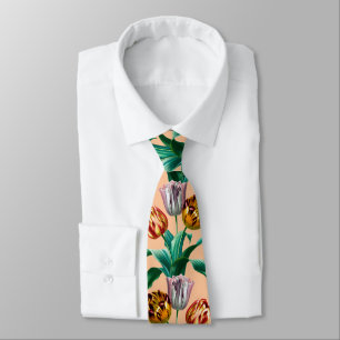 Colourful Vintage Watercolor Tulip Flowers Pattern Tie