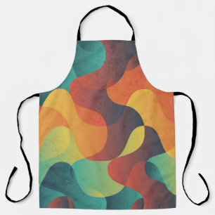 Colourful vintage wave abstract pattern apron