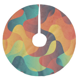 Colourful vintage wave abstract pattern brushed polyester tree skirt