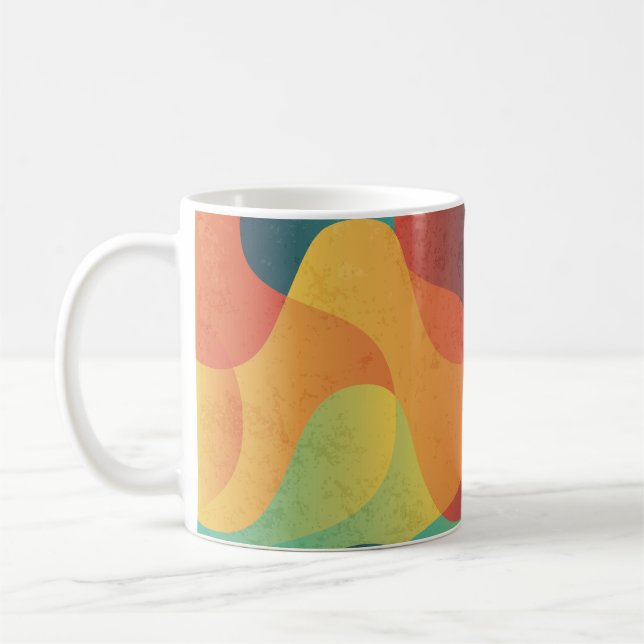 Colourful vintage wave abstract pattern coffee mug (Left)