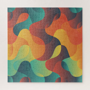 Colourful vintage wave abstract pattern jigsaw puzzle
