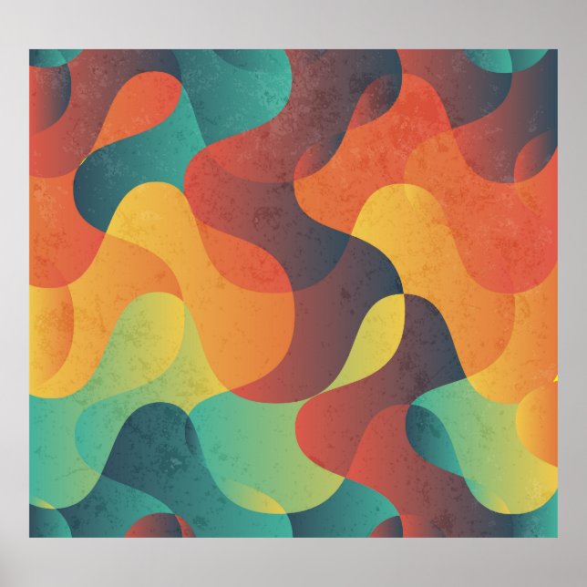 Colourful vintage wave abstract pattern poster (Front)