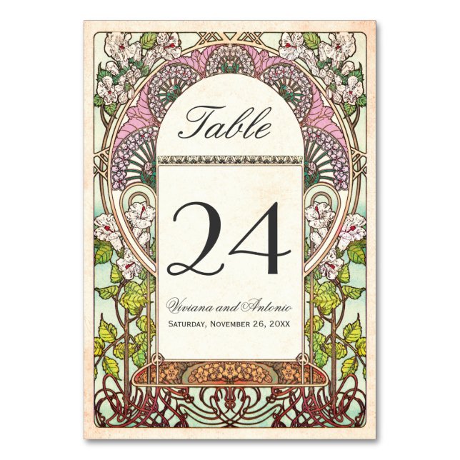 Colourful Vintage Wedding Table Numbers (Front)