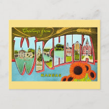 Colourful Vintage Wichita Kansas Postcard