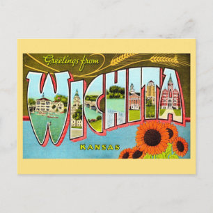 Colourful Vintage Wichita Kansas Postcard