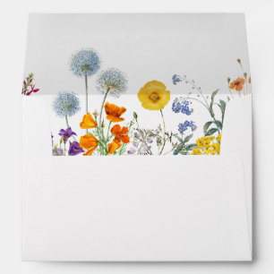 Colourful Vintage Wildflower Wedding Envelope