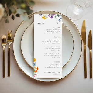 Colourful Vintage Wildflower Wedding  Menu