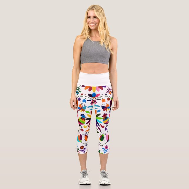 Colourful Vintage Yoga For Summer Leggings (Front)