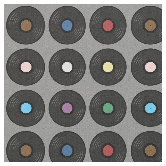 Colourful Vinyl Record classic  Fabric (Close Up)