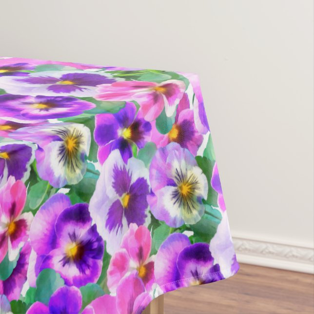 Colourful Violets Pansy Flower Pattern  Tablecloth (In Situ)