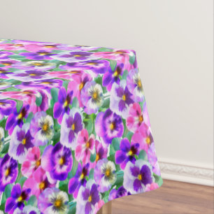 Colourful Violets Pansy Flower Pattern  Tablecloth