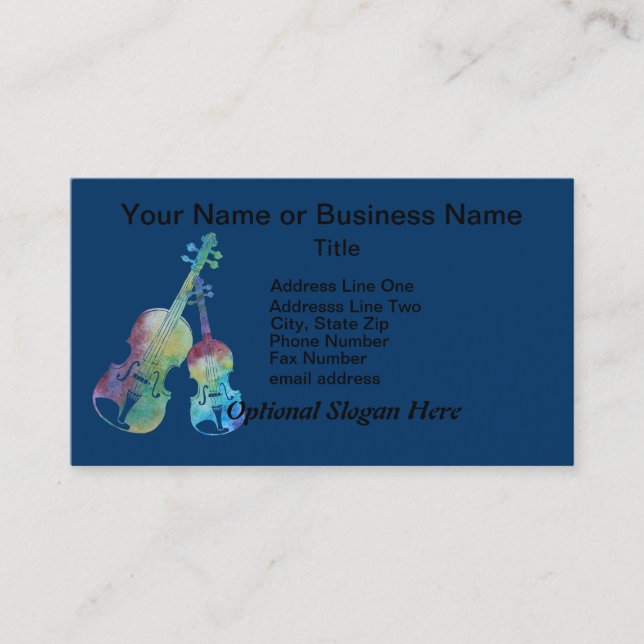 Colourful Violin and Viola Business Card (Front)