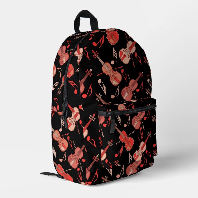 Colourful Violin Angled Printed Backpack (Back Corner Left)