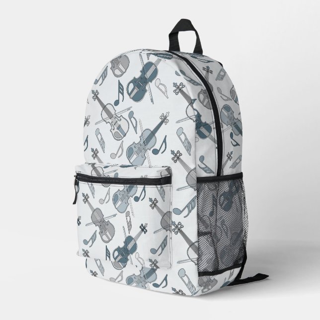 Colourful Violin Angled Printed Backpack (Back Corner Right)