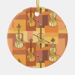 Colourful Violin Blocks Ceramic Ornament