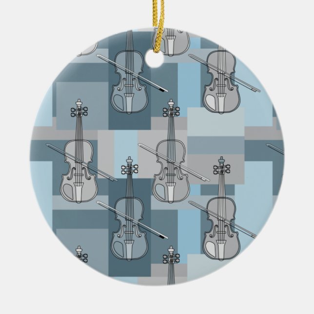 Colourful Violin Blocks Ceramic Ornament (Front)