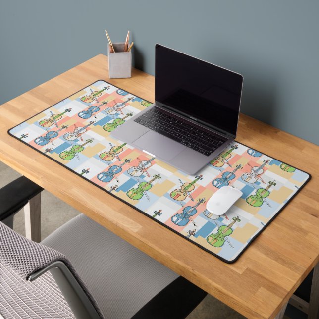 Colourful Violin Blocks Desk Mat (Office 2)