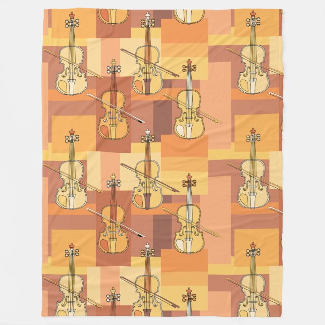 Colourful Violin Blocks Fleece Blanket (Front)