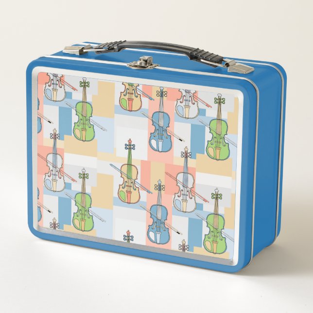 Colourful Violin Blocks Metal Lunch Box (Front)