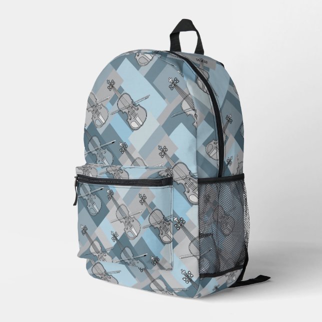 Colourful Violin Blocks Printed Backpack (Back Corner Right)