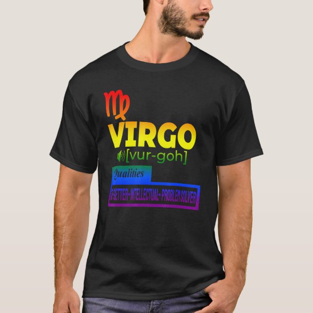 Colourful Virgo Zodiac Qualities T-Shirt (Front)