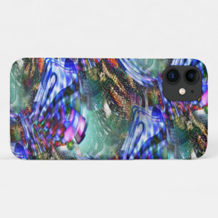 Colourful virtual image fluctuation over battleshi iPhone 11 case