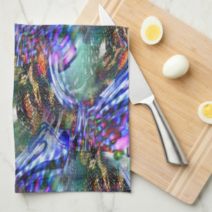 Colourful virtual image fluctuation over battleshi tea towel