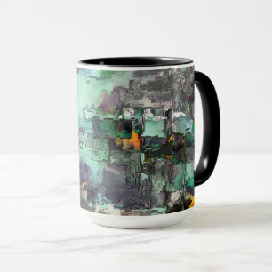 Colourful virtual rock predominated grey to green mug