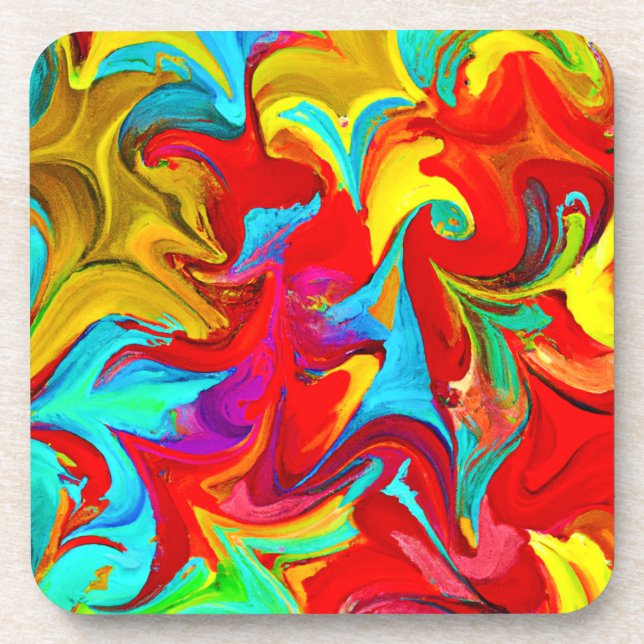 Colourful Vivid Abstract Pattern Coaster (Front)