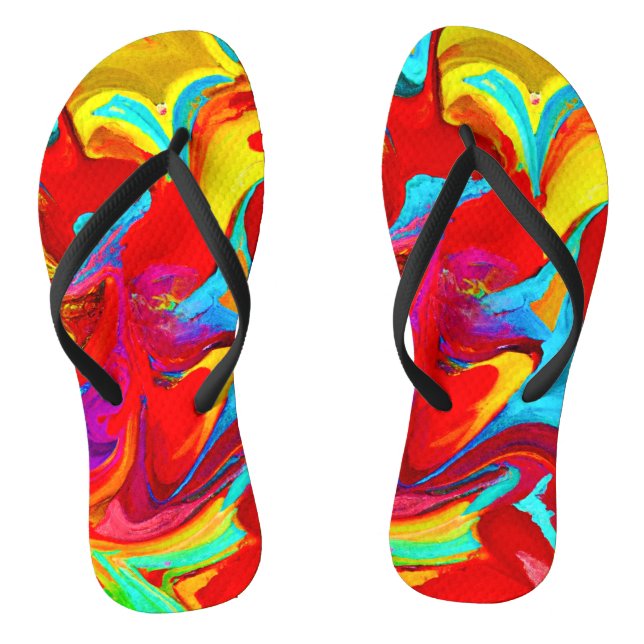 Colourful Vivid Abstract Pattern Thongs (Footbed)