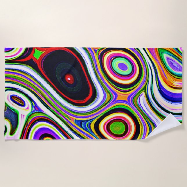 Colourful Vivid Abstraction Pattern Beach Towel (Front)